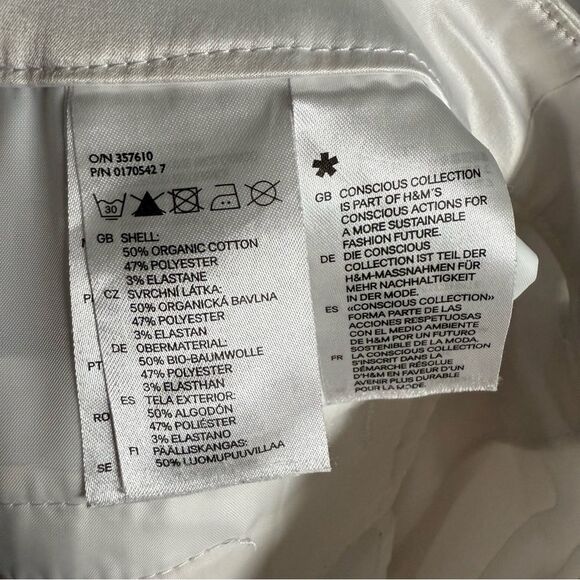 H&M Conscious Collection White Satin Pants with Tropical Print Size 6 - Picture 6 of 7